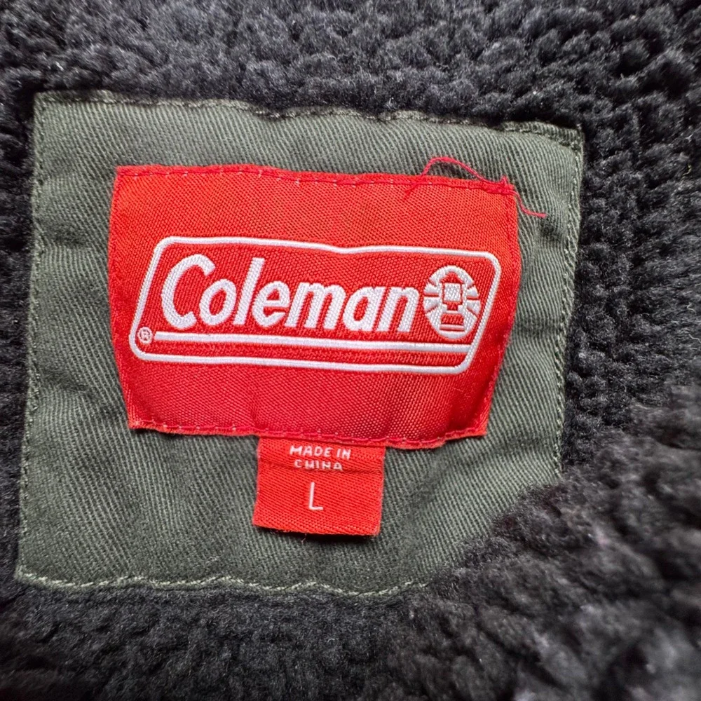 Coleman Mens Sherpa Lined Canvas Workwear Jacket‎ Olive Green Large WPL 12902